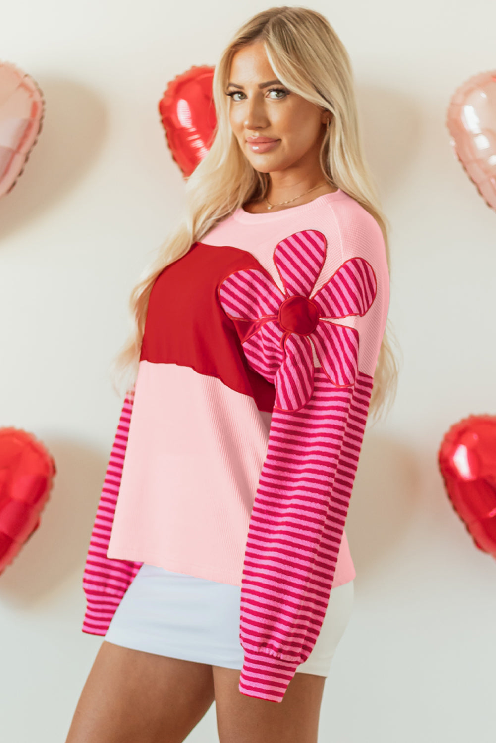 Emi Striped Sleeve Textured Top