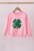 Pink clover glitter mom&me top