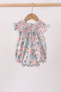 Pink Floral Smocked Bubble