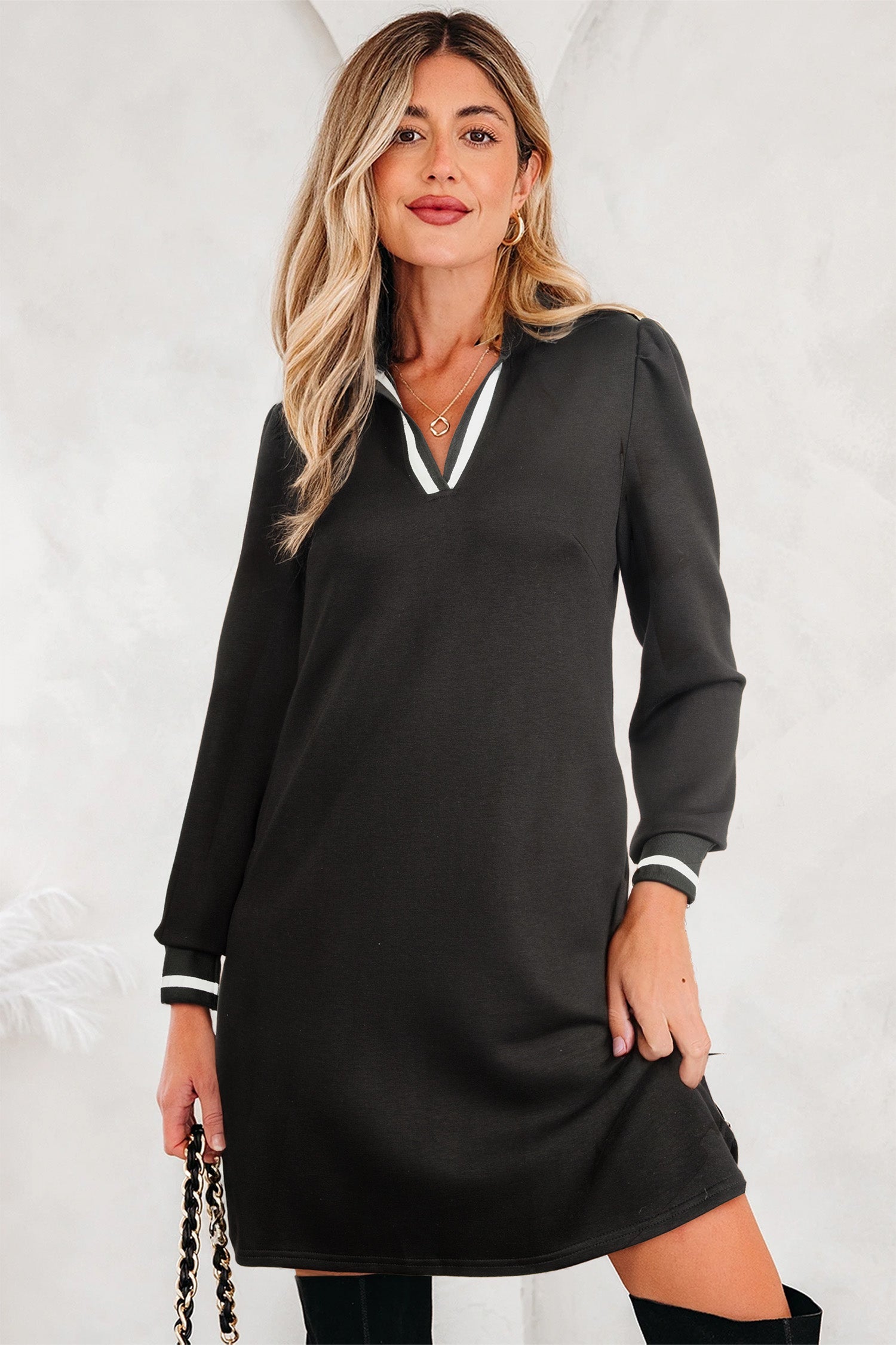 Edith Sleeve Shift Mini Dress