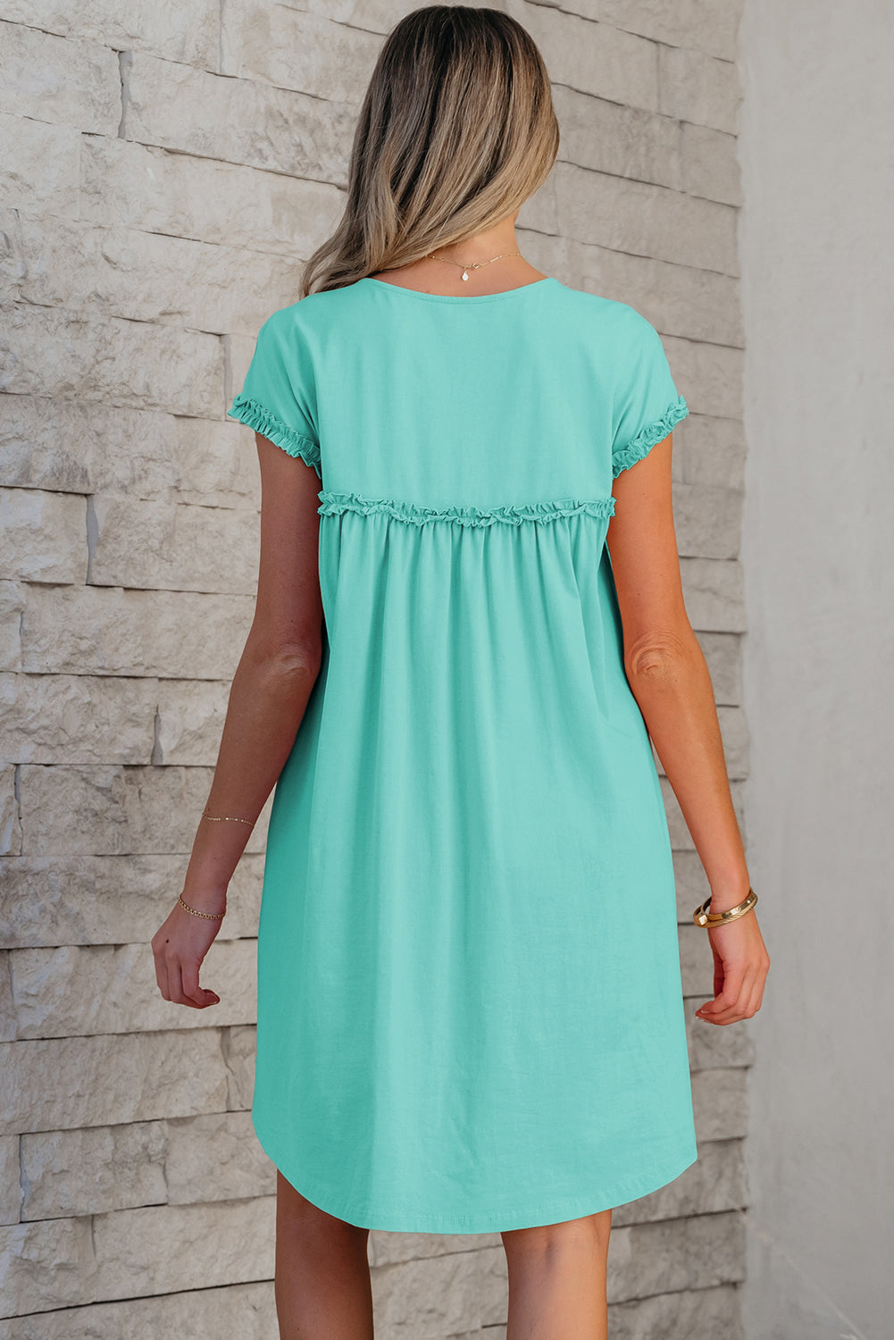 Keily Frilled Trim Loose Fit Mini Dress