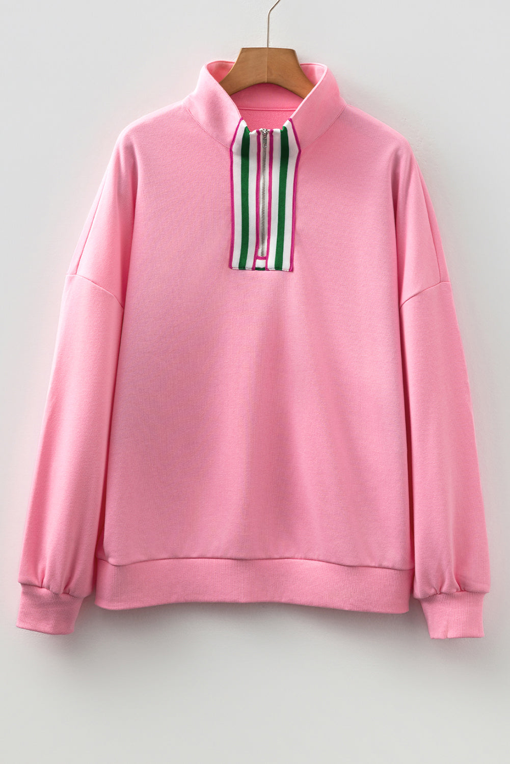 Felitina Patchwork Zip Collar Pullover