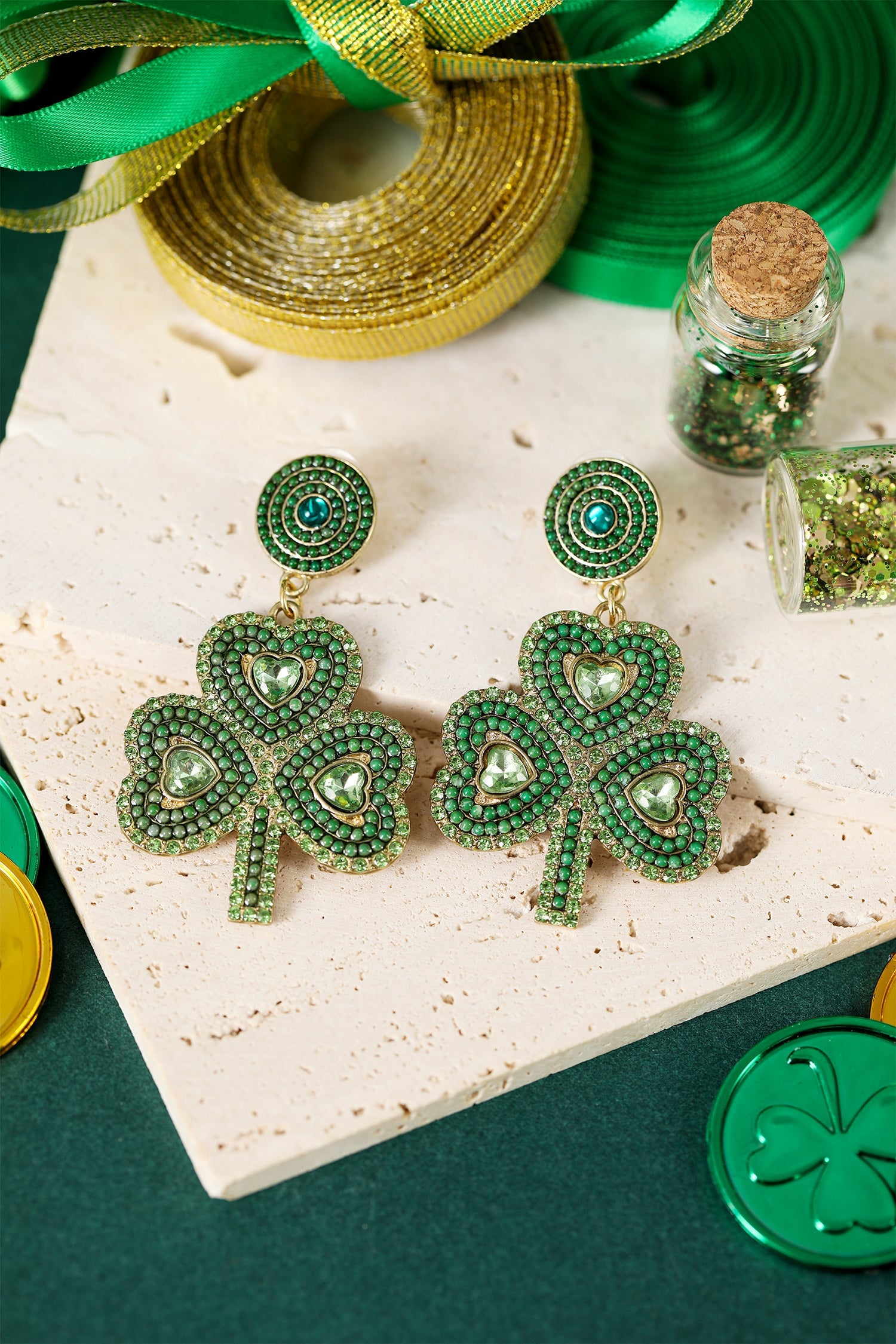 Remington Retro Beaded Clover Earrings