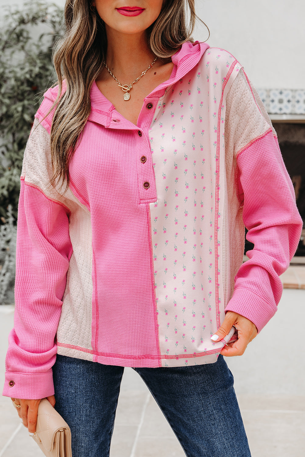 Hollievi Patchwork Hooded Oversize Pullover