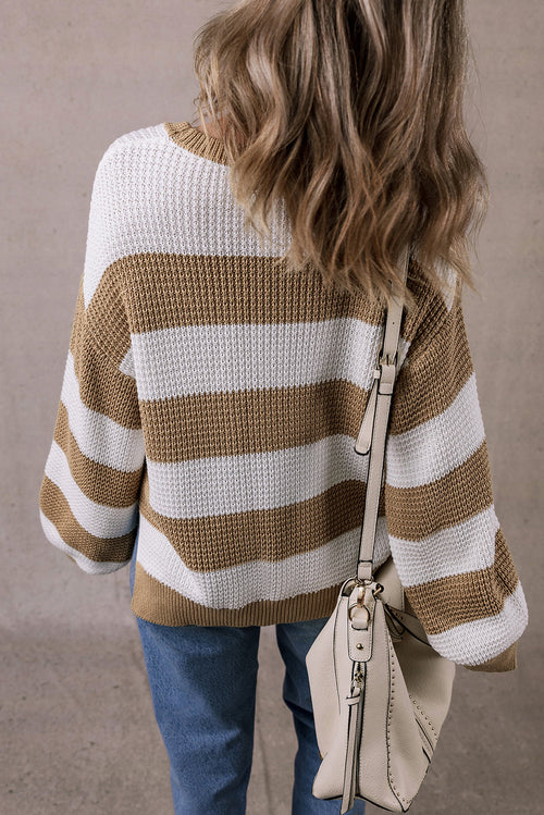 Arabella Striped Side Slit Sweater