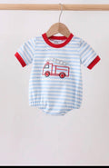 Blue and white striped fire truck bubble