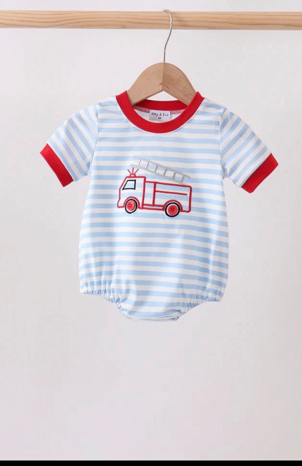 Blue and white striped fire truck bubble