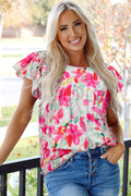 Marlee Floral Flutter Sleeve Casual Blouse