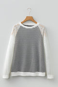Taylor Hollowed Lace Patchwork Long Sleeve Top