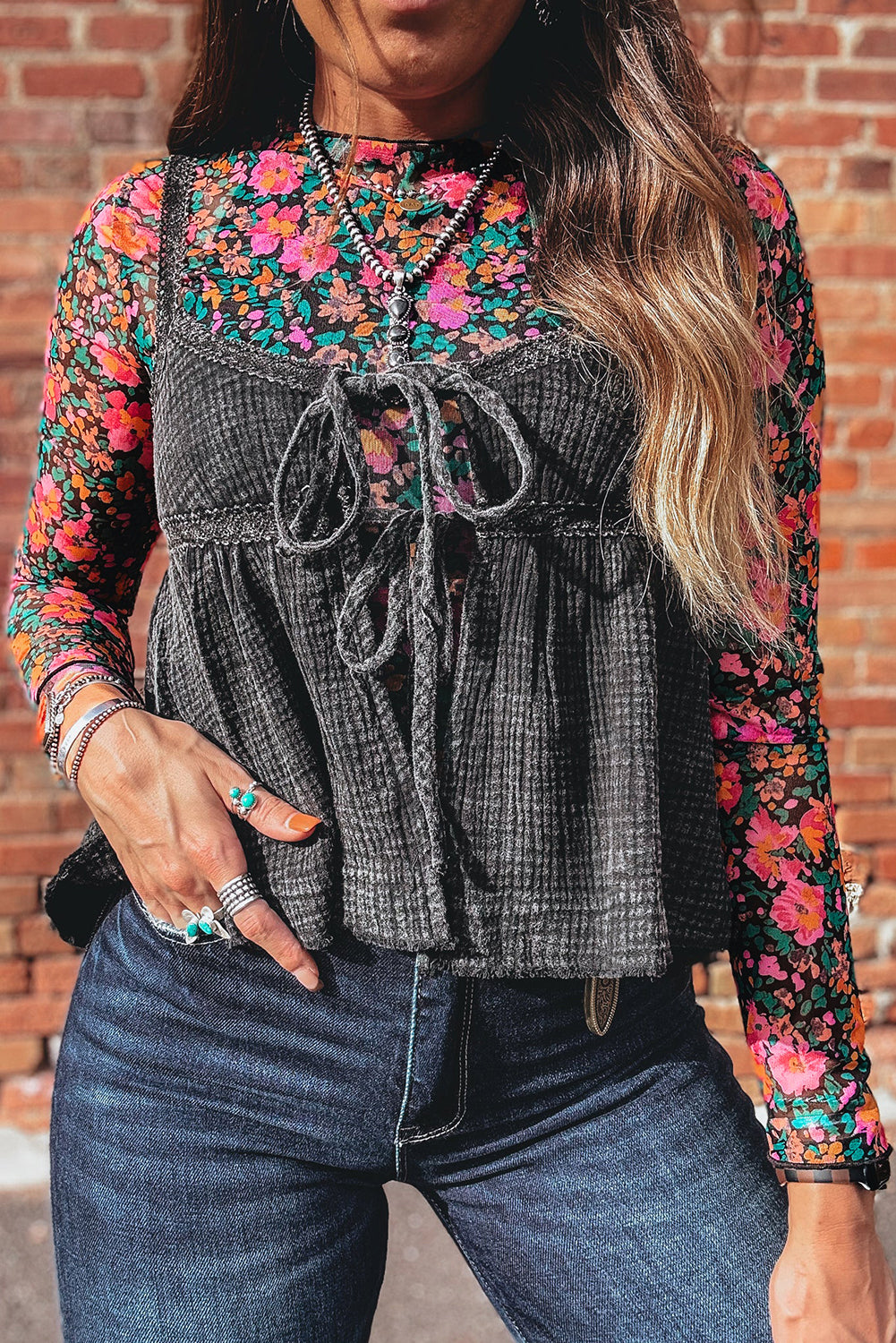 Leona Sleeve Mock top Long Sleeve Top