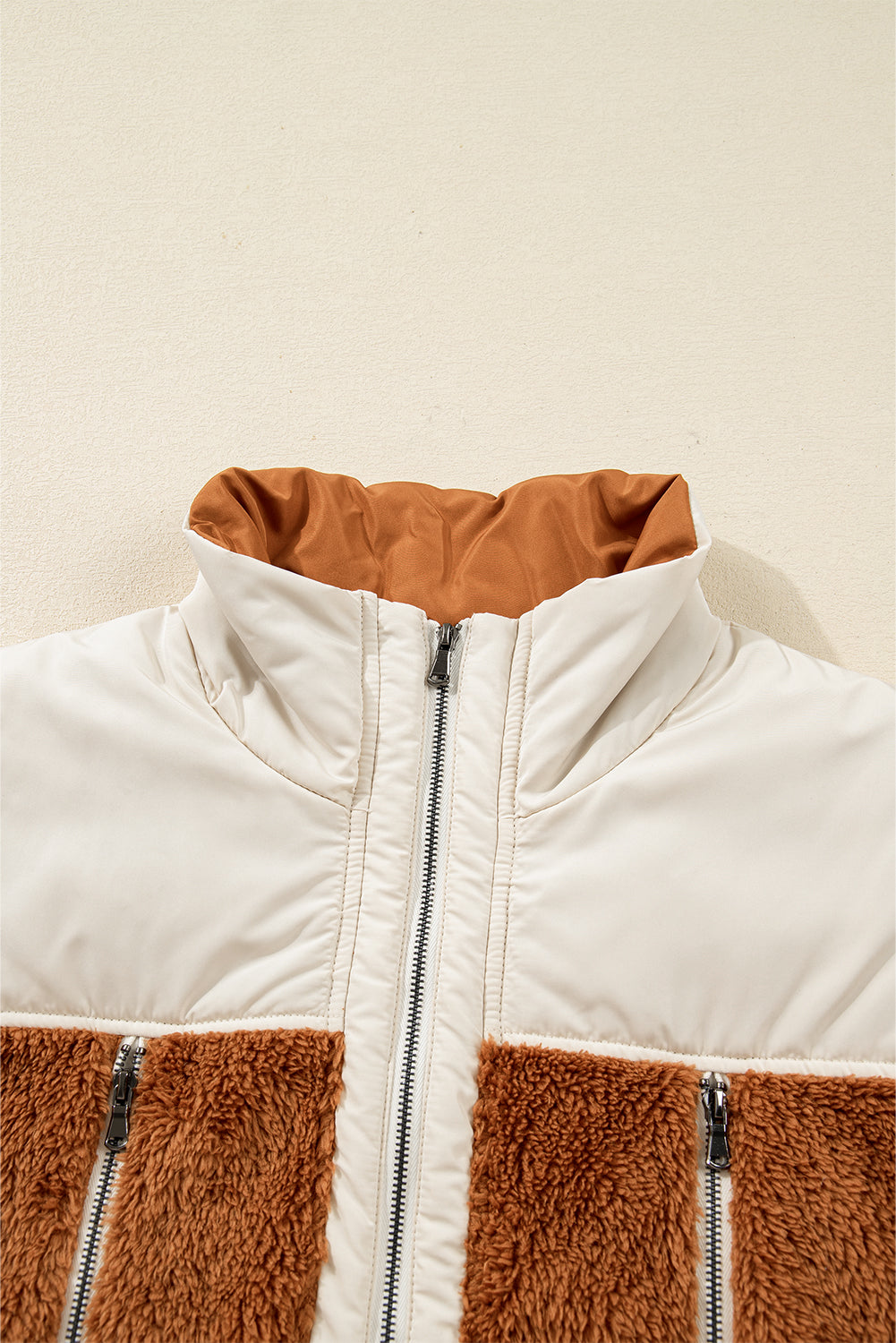 Elizabeth Patchwork Zipper Stand Vest