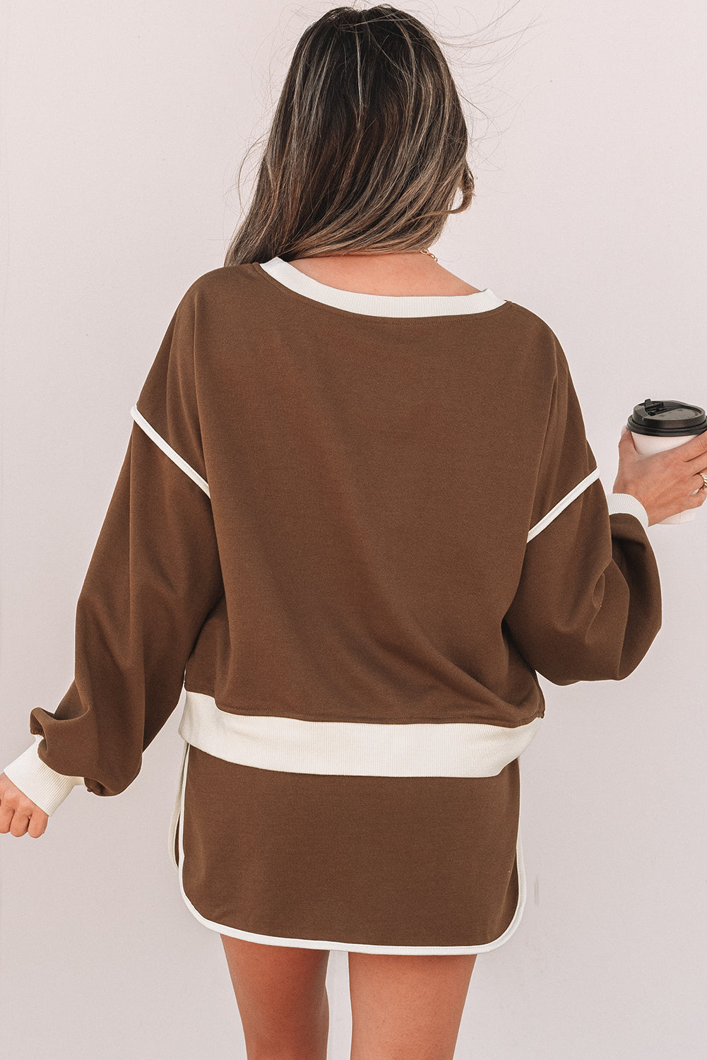 Violeta Loose Pullover and Lace-up Waist Skort Set