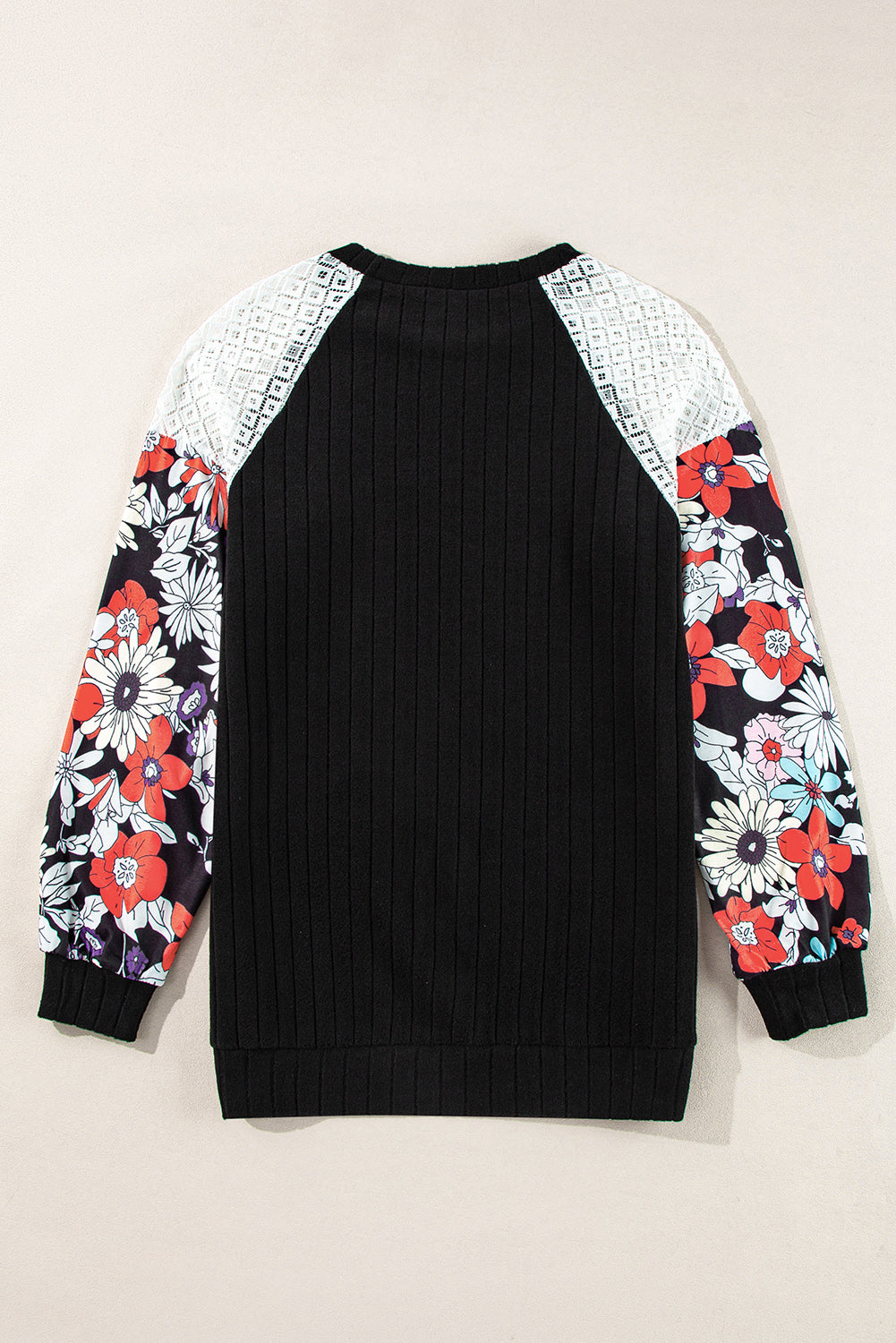 Bailey Patchwork Long Sleeve Ribbed Blouse