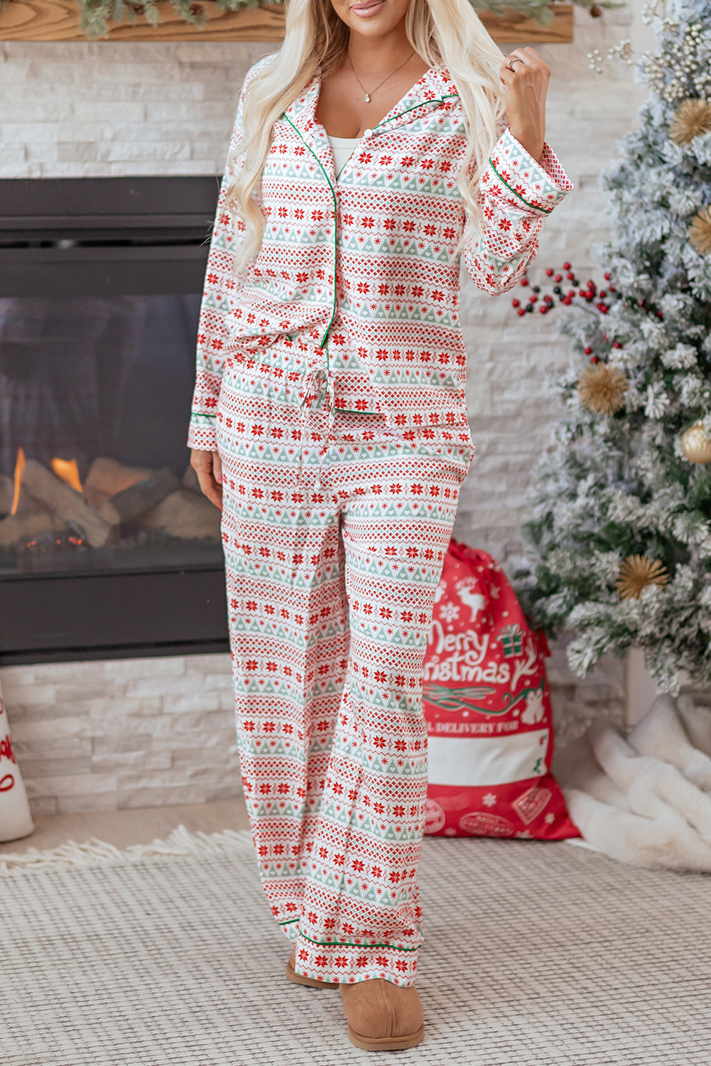 Sarai Christmas Pattern Print Shirt